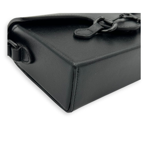 Horsebit 1955 Shoulder Bag Mini Black in Calfskin, Black hardware