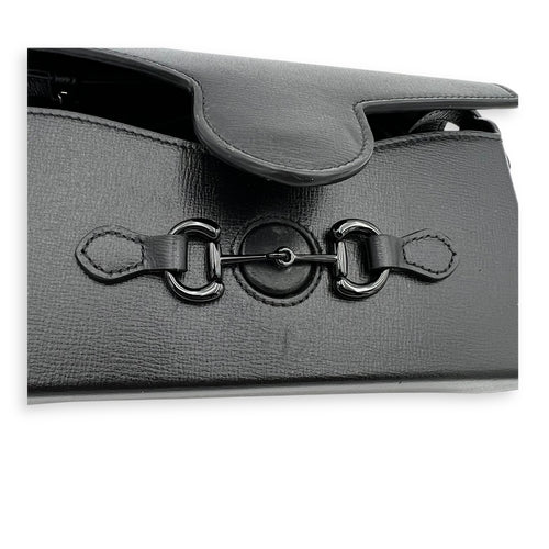 Horsebit 1955 Shoulder Bag Mini Black in Calfskin, Black hardware