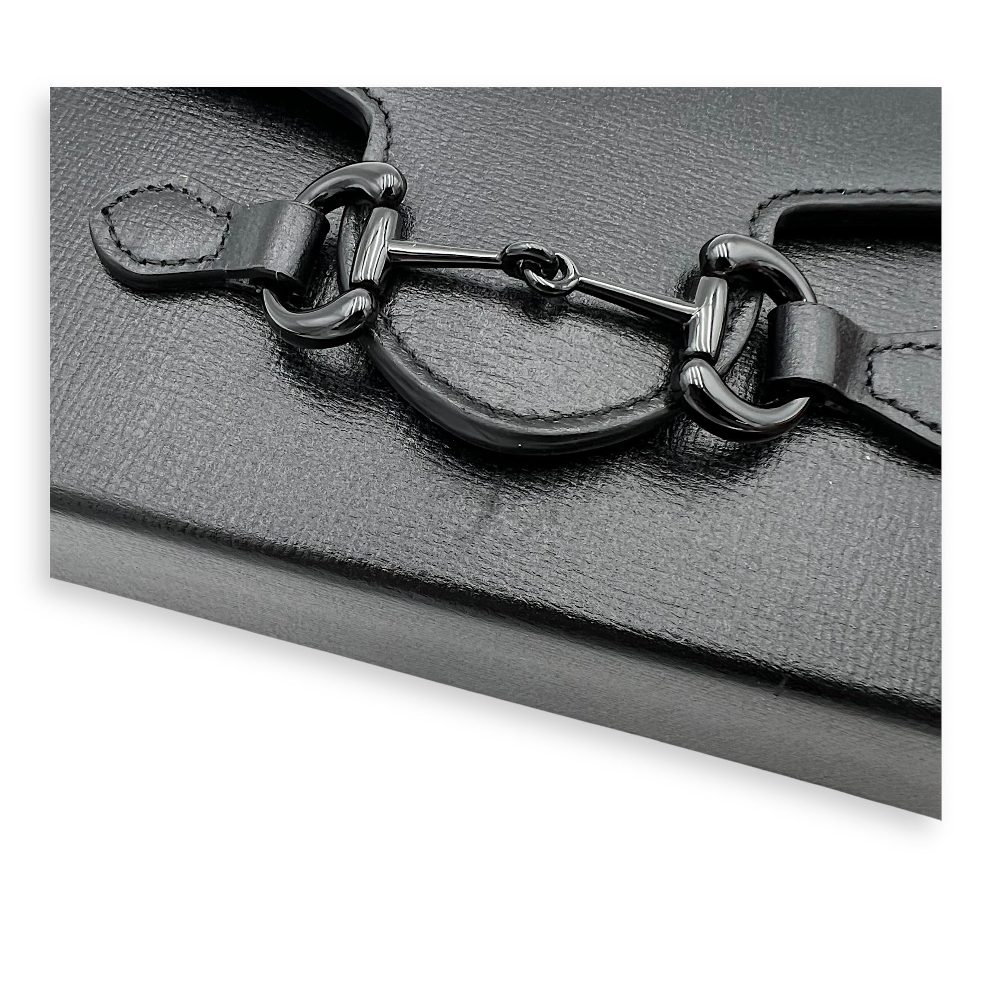 Horsebit 1955 Shoulder Bag Mini Black in Calfskin, Black hardware