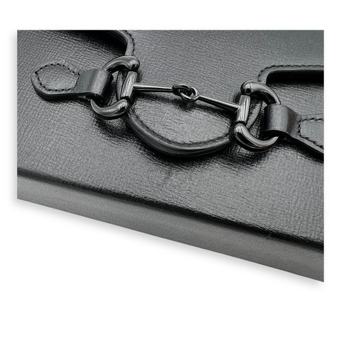Horsebit 1955 Shoulder Bag Mini Black in Calfskin, Black hardware