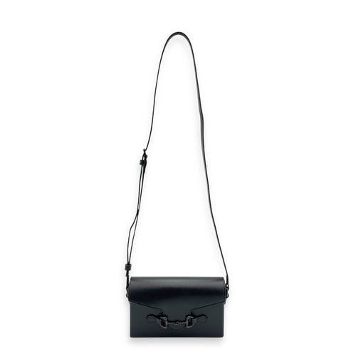 Horsebit 1955 Shoulder Bag Mini Black in Calfskin, Black hardware