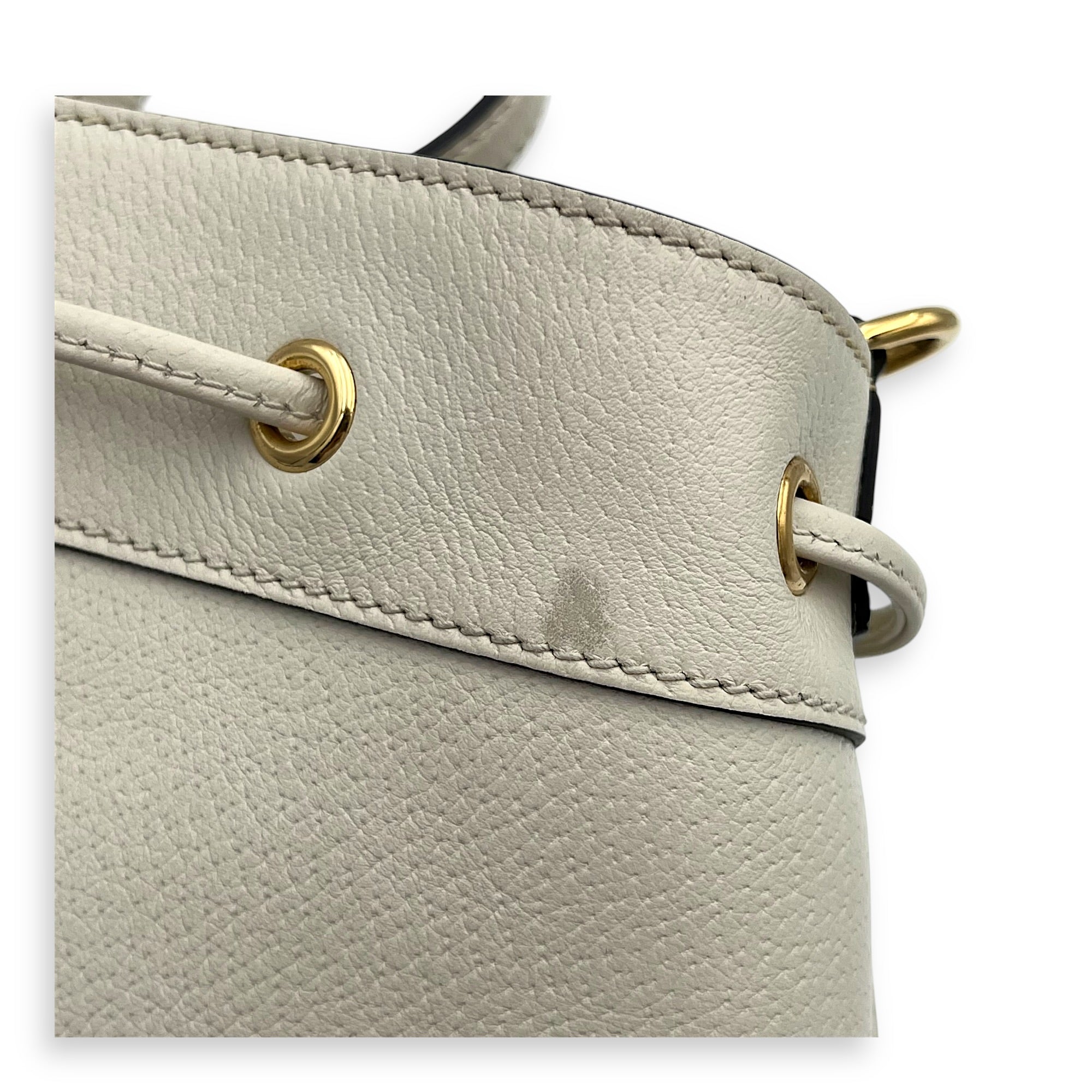 Ophidia Bucket Bag White in Deerskin, Gold hardware