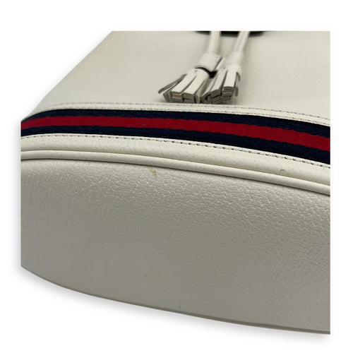 Ophidia Bucket Bag White in Deerskin, Gold hardware
