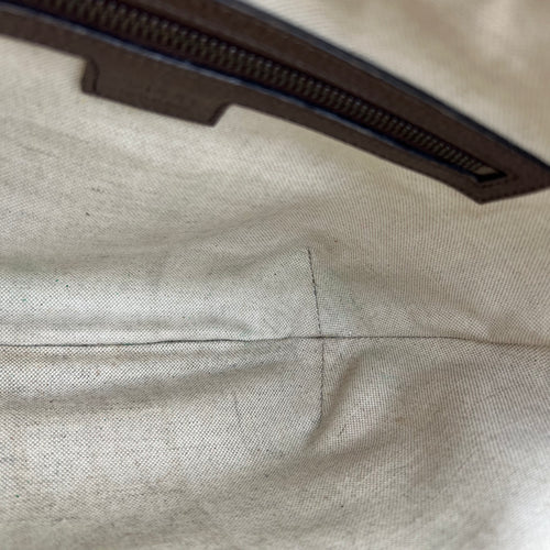 Ophidia Shoulder Bag Brown in Coated Canvas, Gold hardware