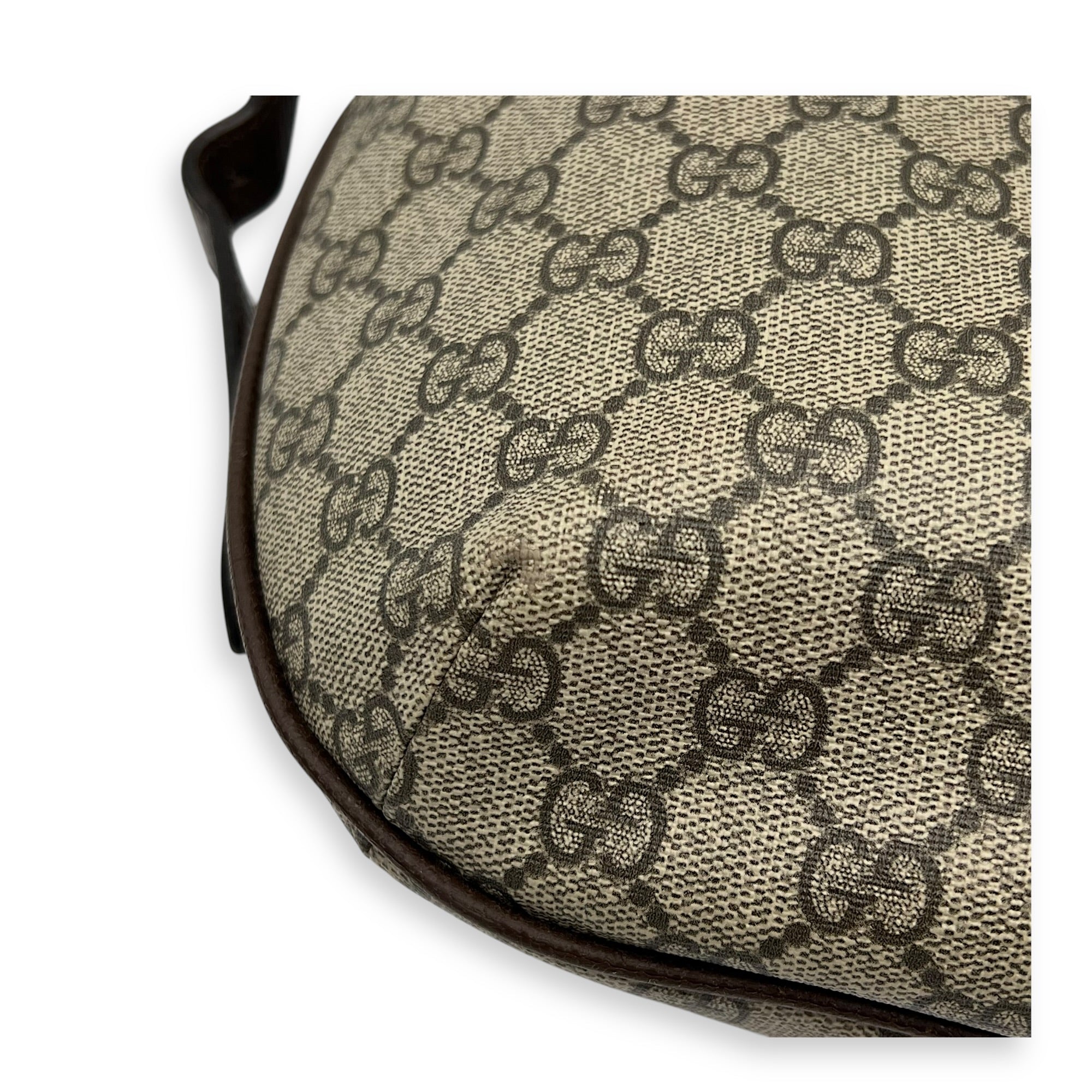 Ophidia Shoulder Bag Brown in Coated Canvas, Gold hardware