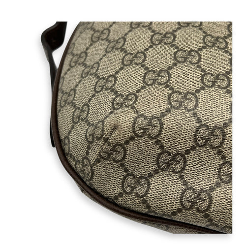 Ophidia Shoulder Bag Brown in Coated Canvas, Gold hardware