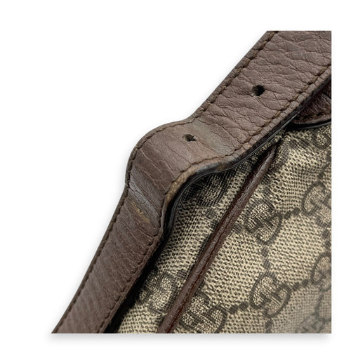 Ophidia Shoulder Bag Brown in Coated Canvas, Gold hardware