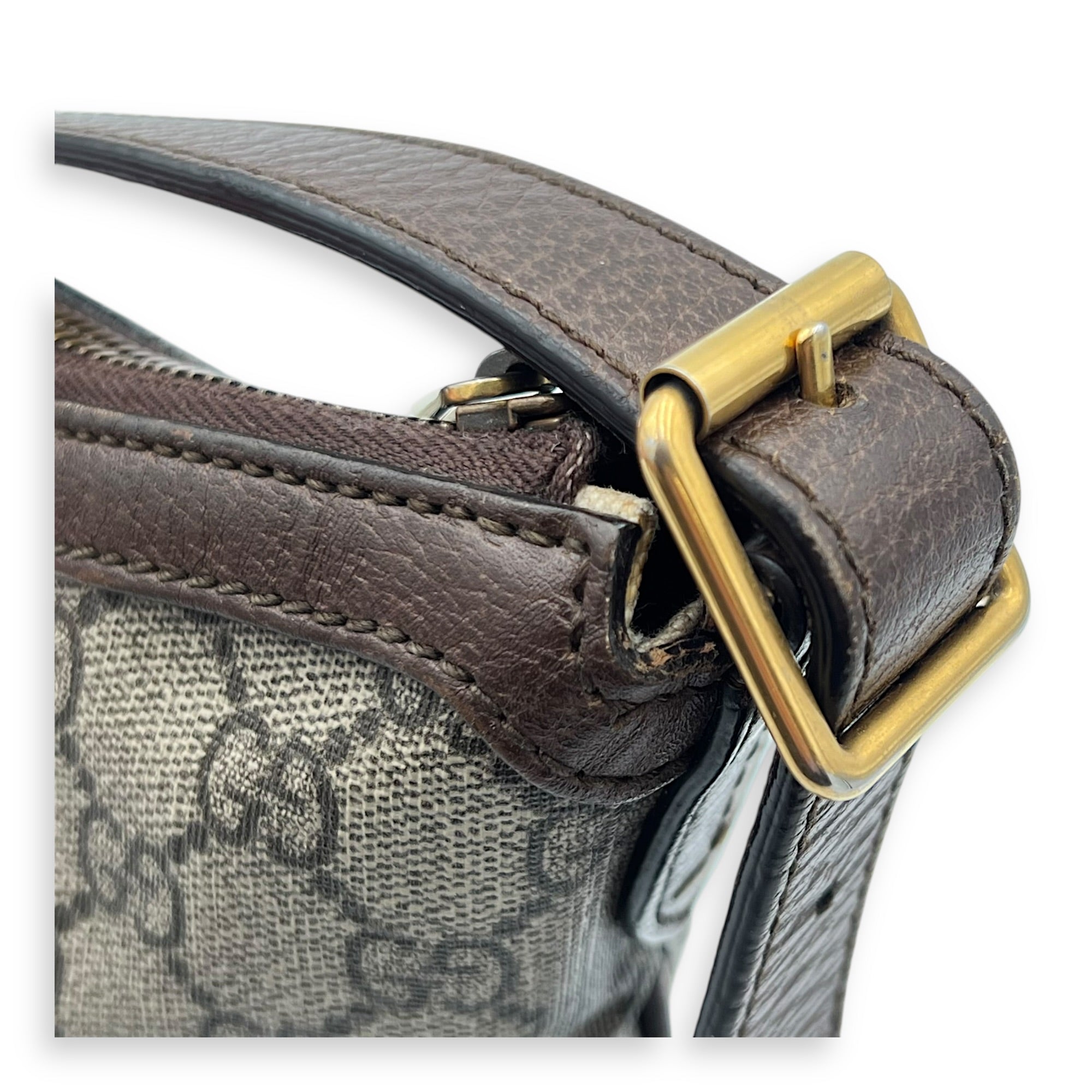 Ophidia Shoulder Bag Brown in Coated Canvas, Gold hardware