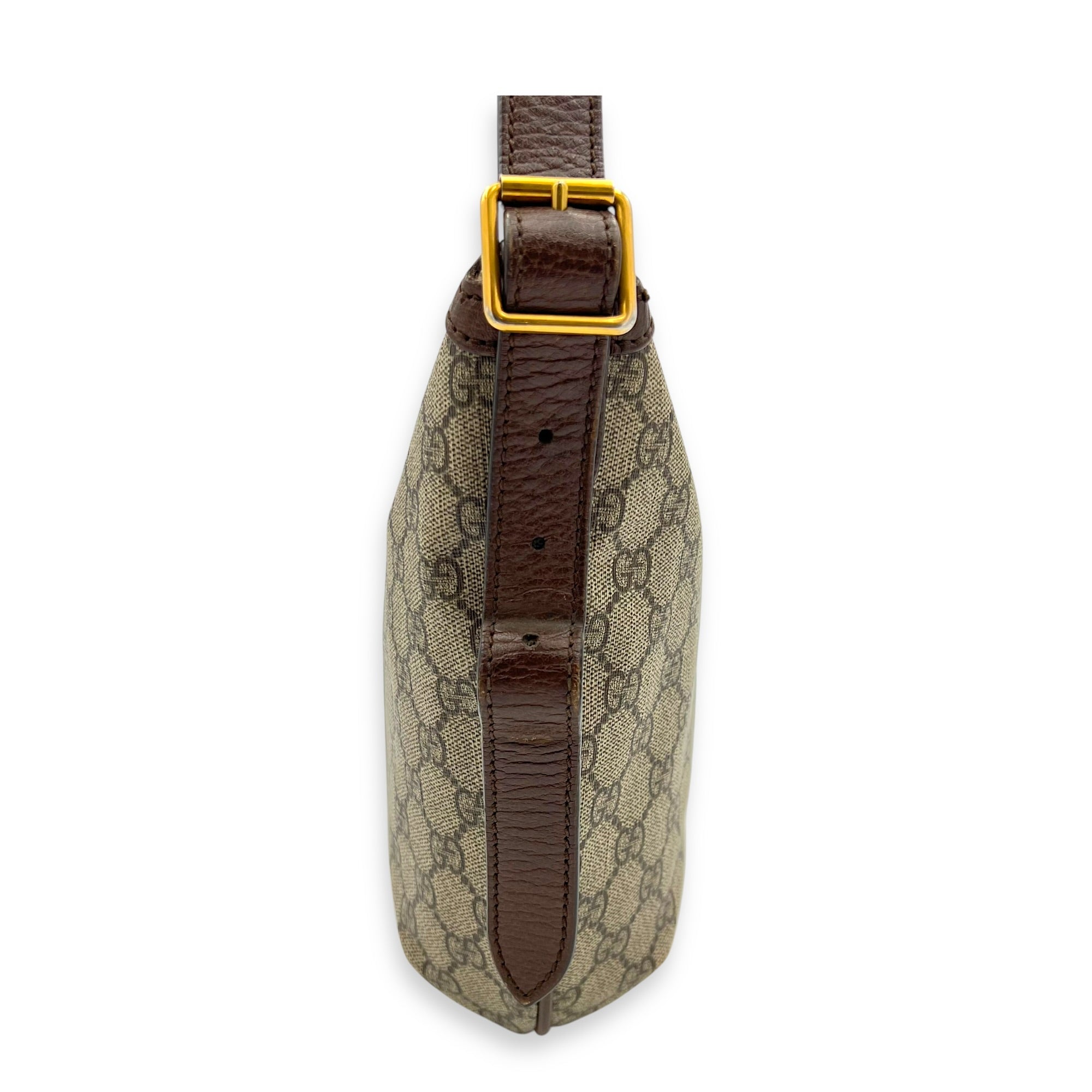 Ophidia Shoulder Bag Brown in Coated Canvas, Gold hardware