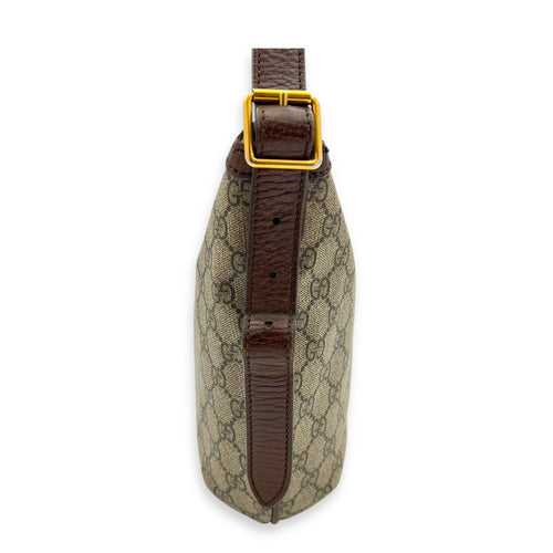 Ophidia Shoulder Bag Brown in Coated Canvas, Gold hardware