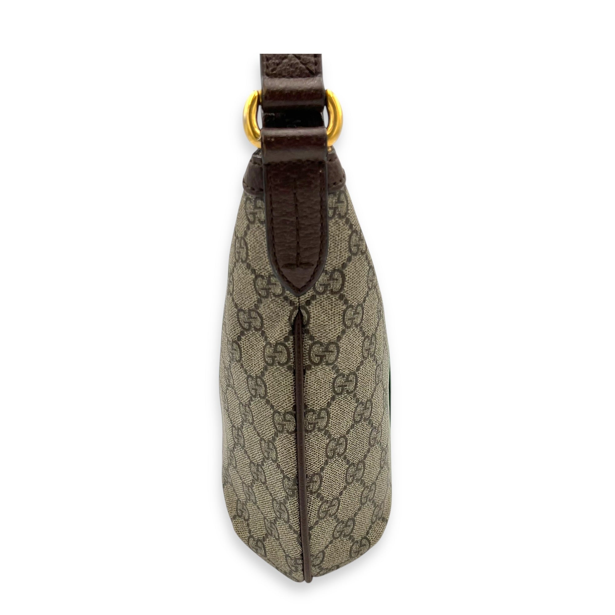 Ophidia Shoulder Bag Brown in Coated Canvas, Gold hardware
