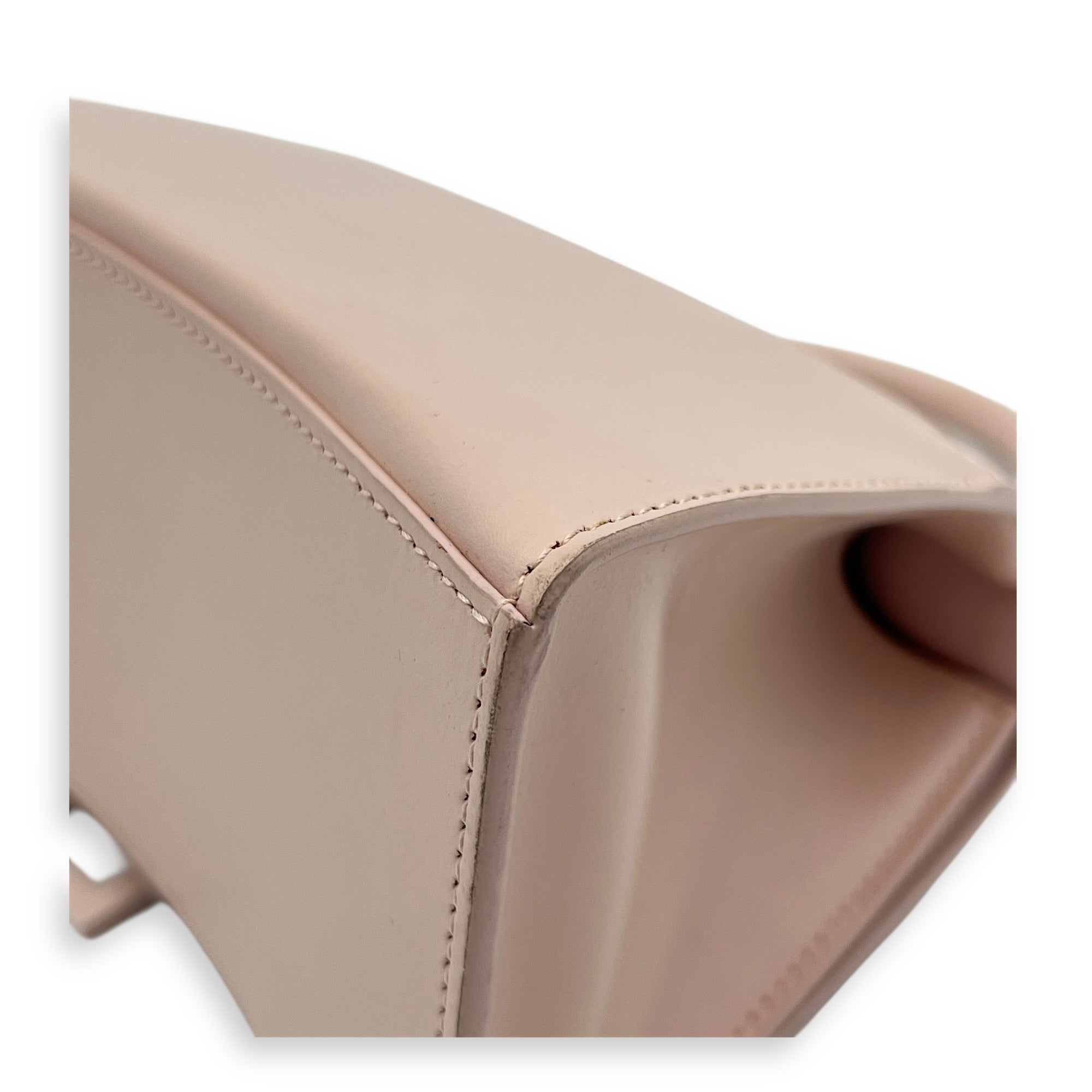 Hourglass Top Handle Bag XS Pink in Calfskin, Silver hardware