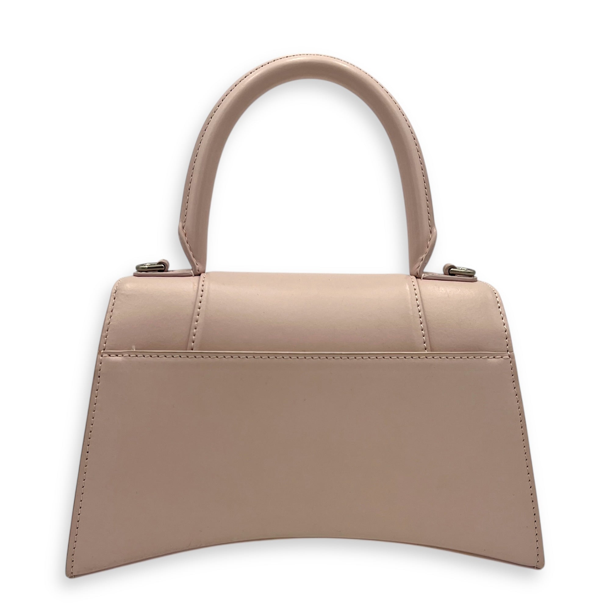 Hourglass Top Handle Bag XS Pink in Calfskin, Silver hardware