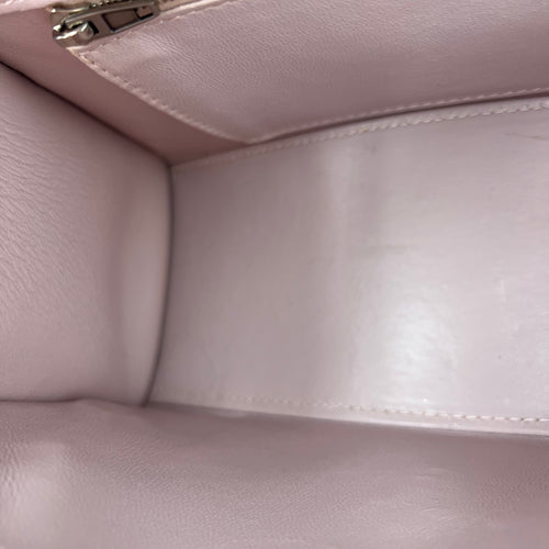 Hourglass Top Handle Bag XS Pink in Calfskin, Silver hardware