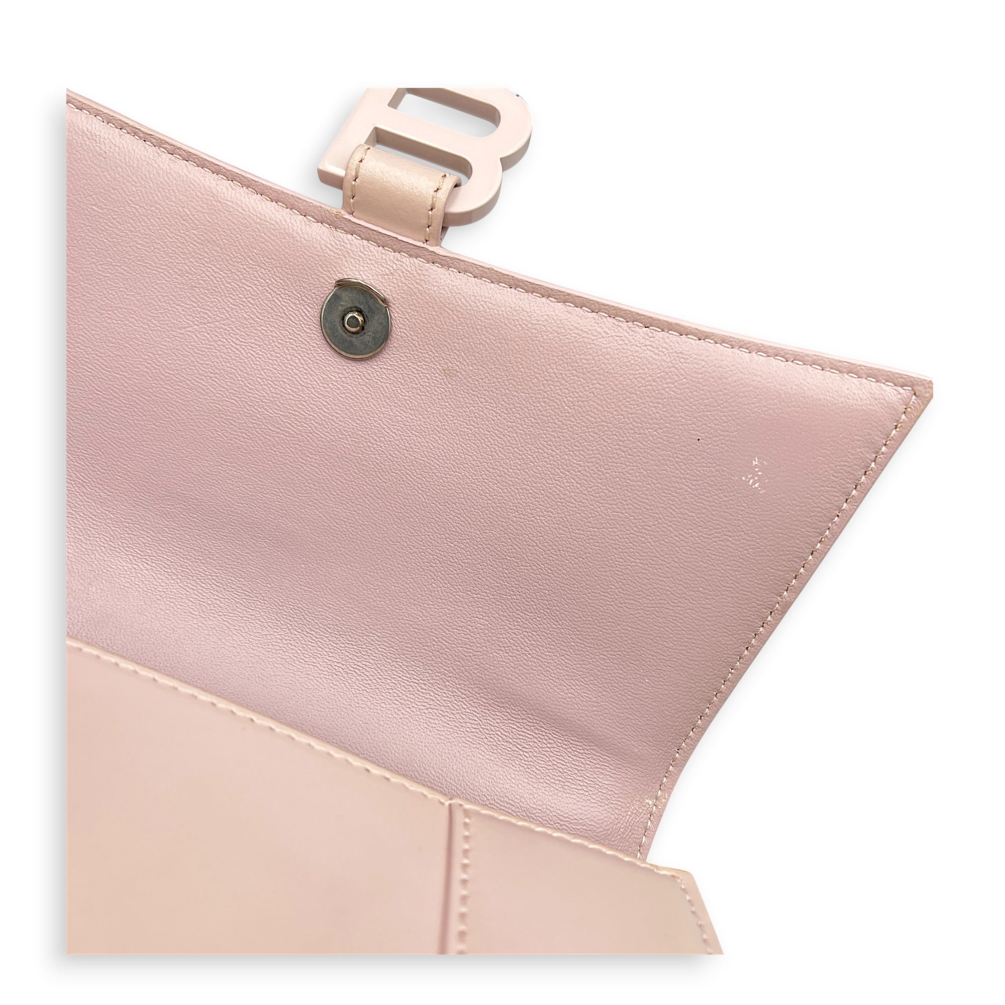 Hourglass Pink Top Handle Bag in Calfskin, Silver hardware