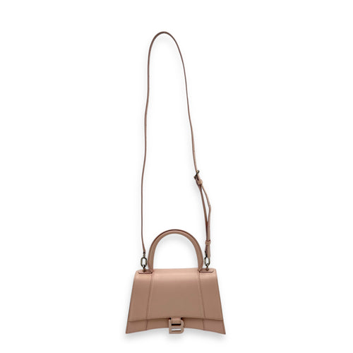 Hourglass Top Handle Bag XS Pink in Calfskin, Silver hardware