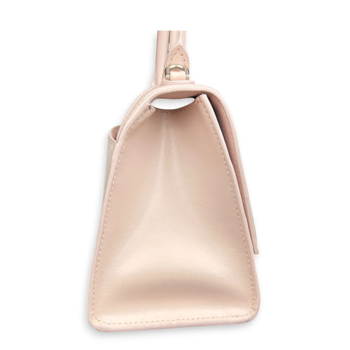 Hourglass Pink Top Handle Bag in Calfskin, Silver hardware