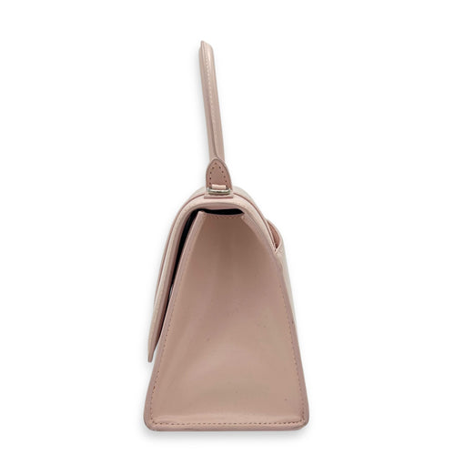 Hourglass Top Handle Bag XS Pink in Calfskin, Silver hardware