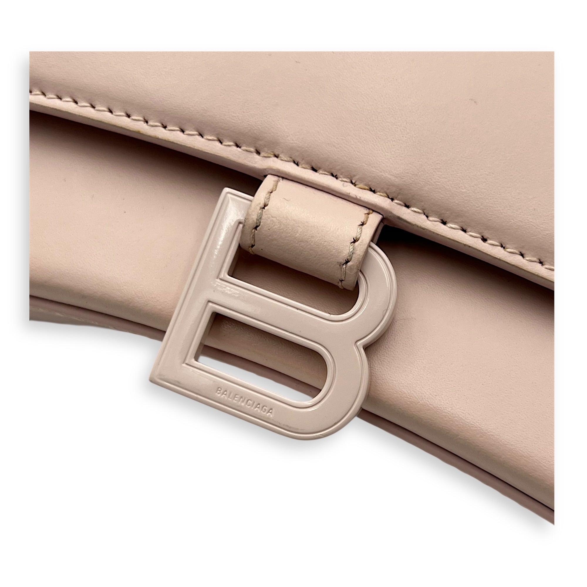 Hourglass Top Handle Bag XS Pink in Calfskin, Silver hardware