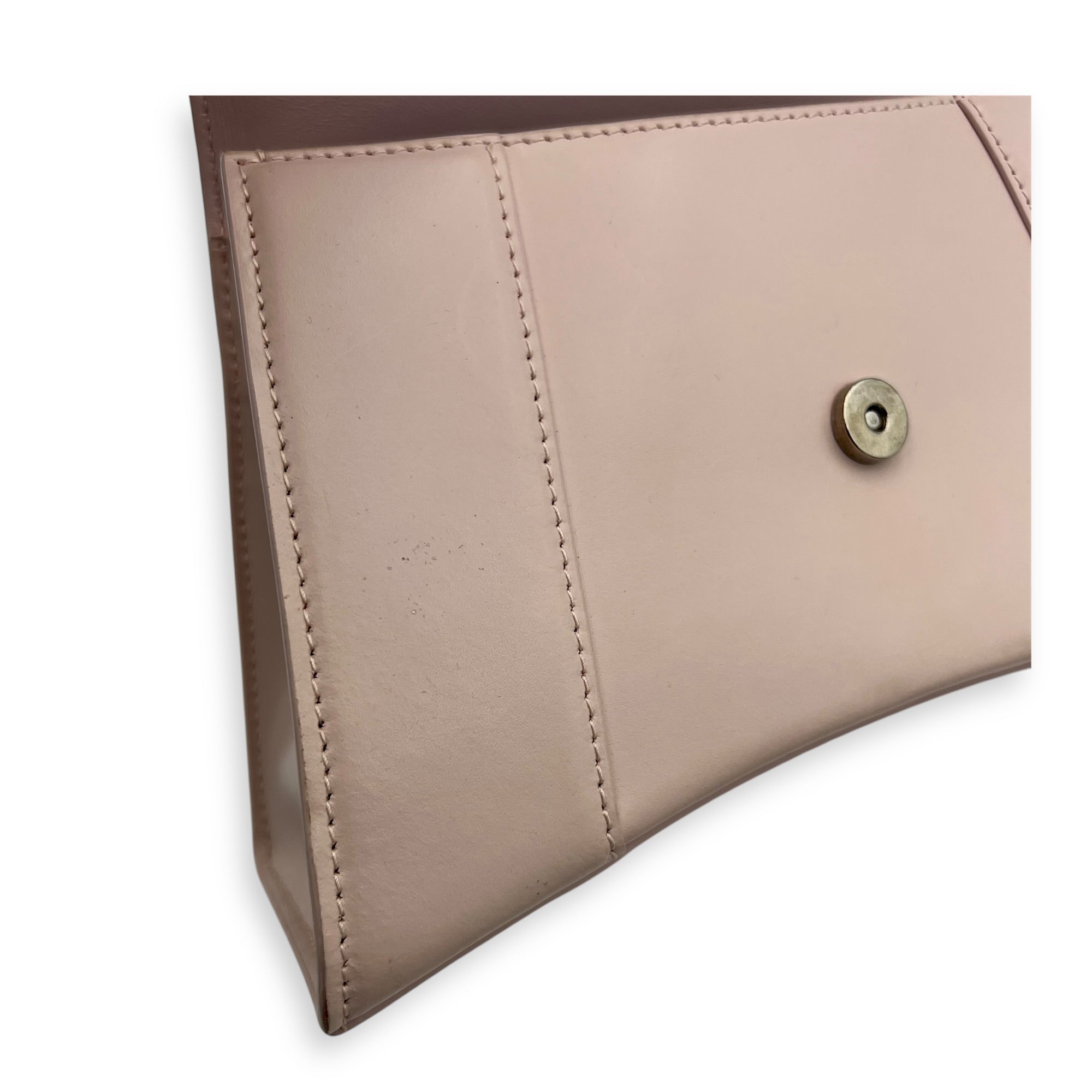 Hourglass Top Handle Bag XS Pink in Calfskin, Silver hardware