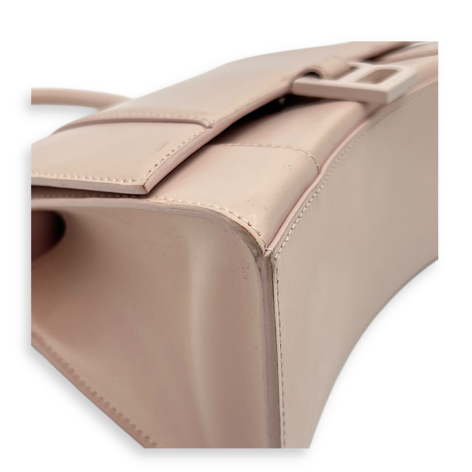 Hourglass Top Handle Bag XS Pink in Calfskin, Silver hardware