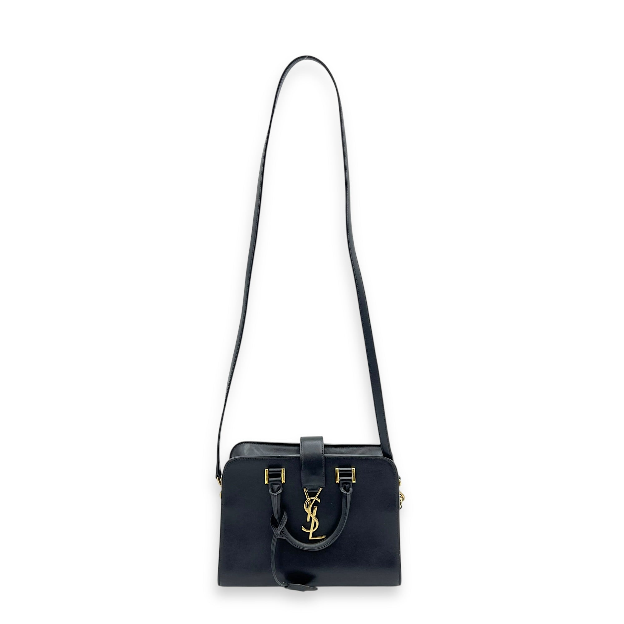 Cabas Top Handle Bag Black in Calfskin, Gold hardware