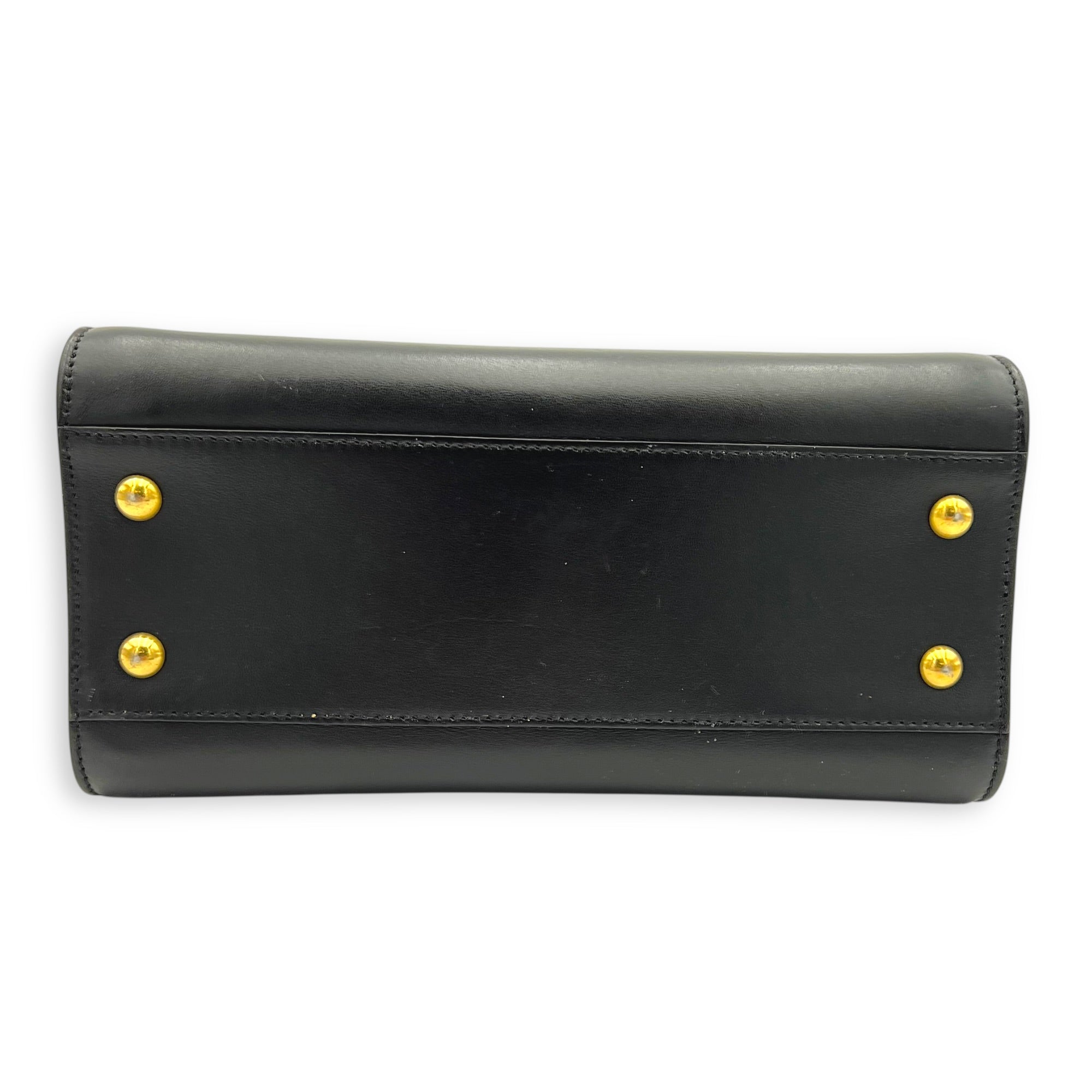 Cabas Top Handle Bag Black in Calfskin, Gold hardware