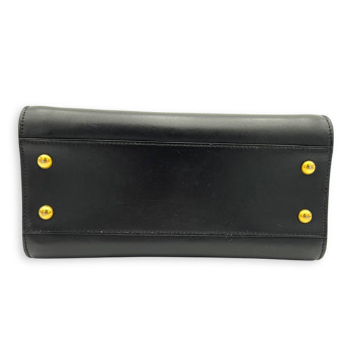Cabas Top Handle Bag Black in Calfskin, Gold hardware