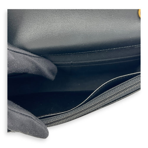 CC Black Wallet On Chain in Patent Leather, Brushed Gold hardware