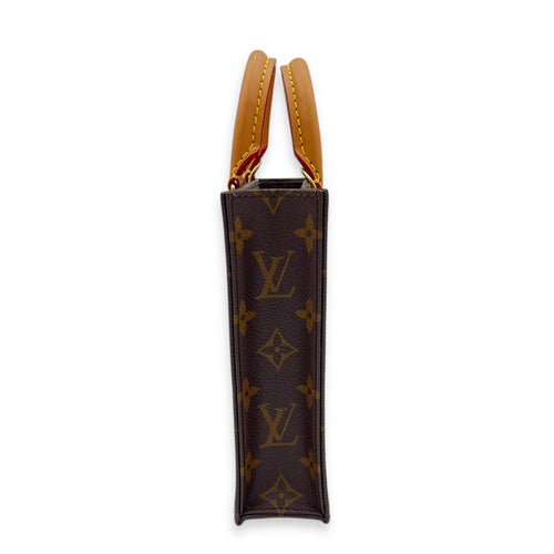 Sac Plat Top Handle Bag Petite Brown in Monogram Coated Canvas, Gold hardware