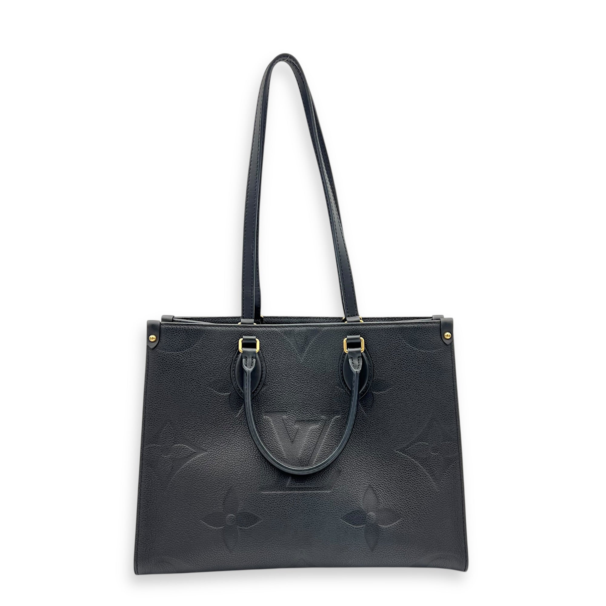OnTheGo Tote Bag Black in Empreinte Leather, Gold hardware