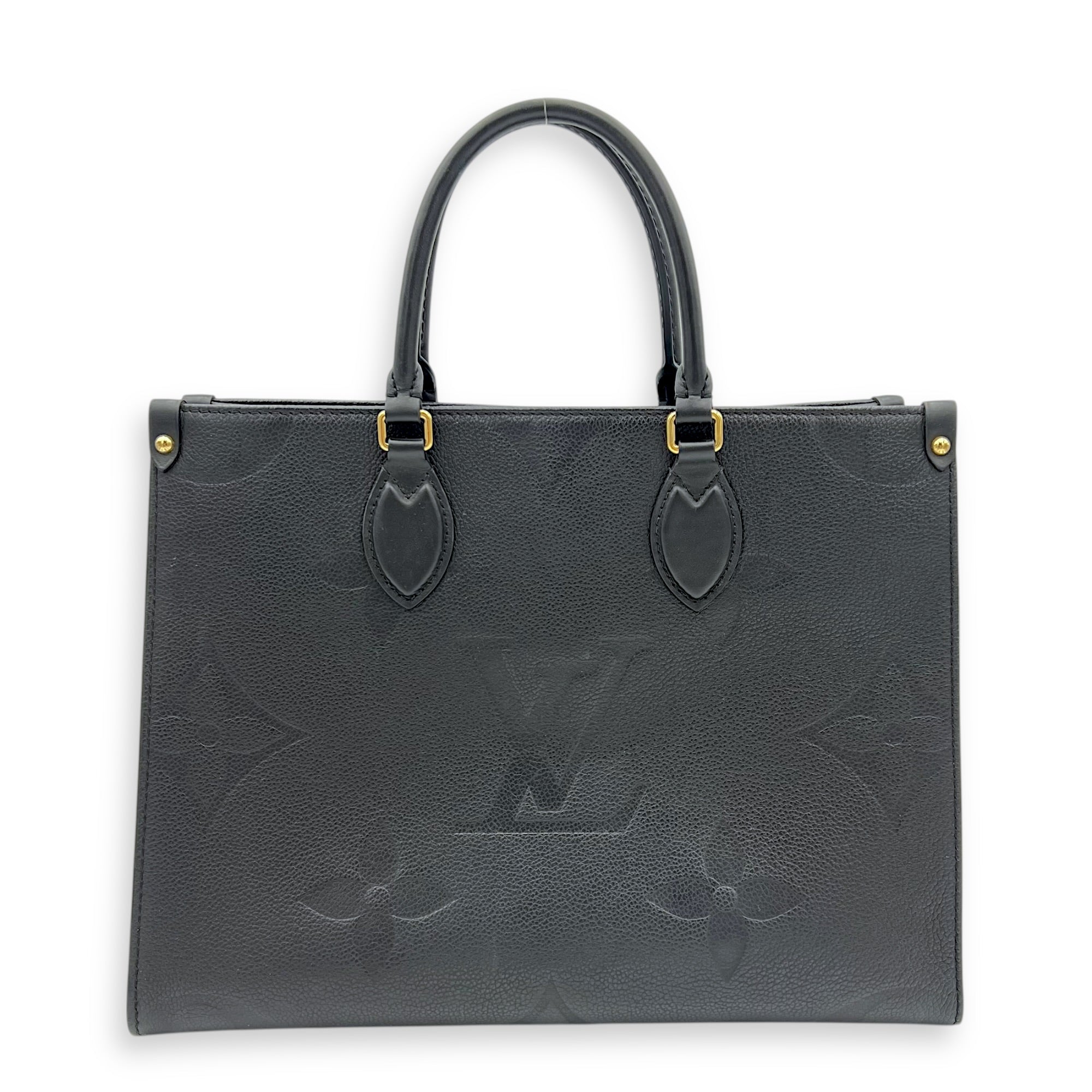 OnTheGo Tote Bag Black in Empreinte Leather, Gold hardware