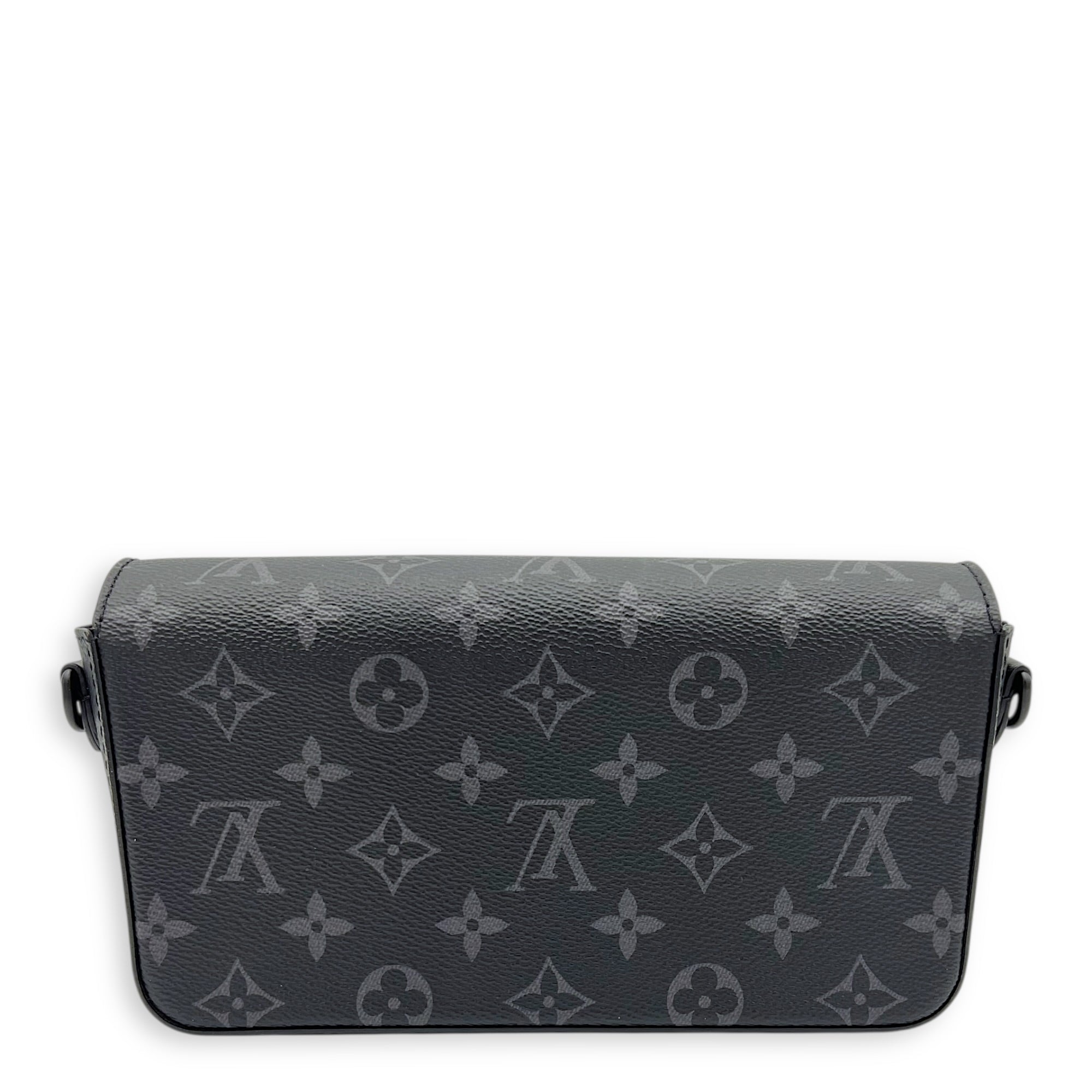 Montsouris Wearable Wallet Shoulder Bag Black in Monogram Coated Canvas, Black hardware