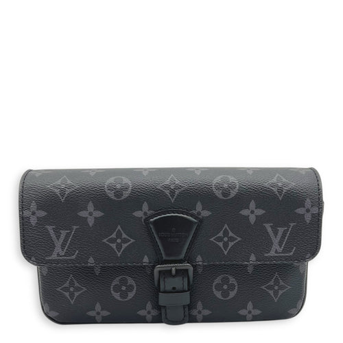 Montsouris Wearable Wallet Shoulder Bag Black in Monogram Coated Canvas, Black hardware