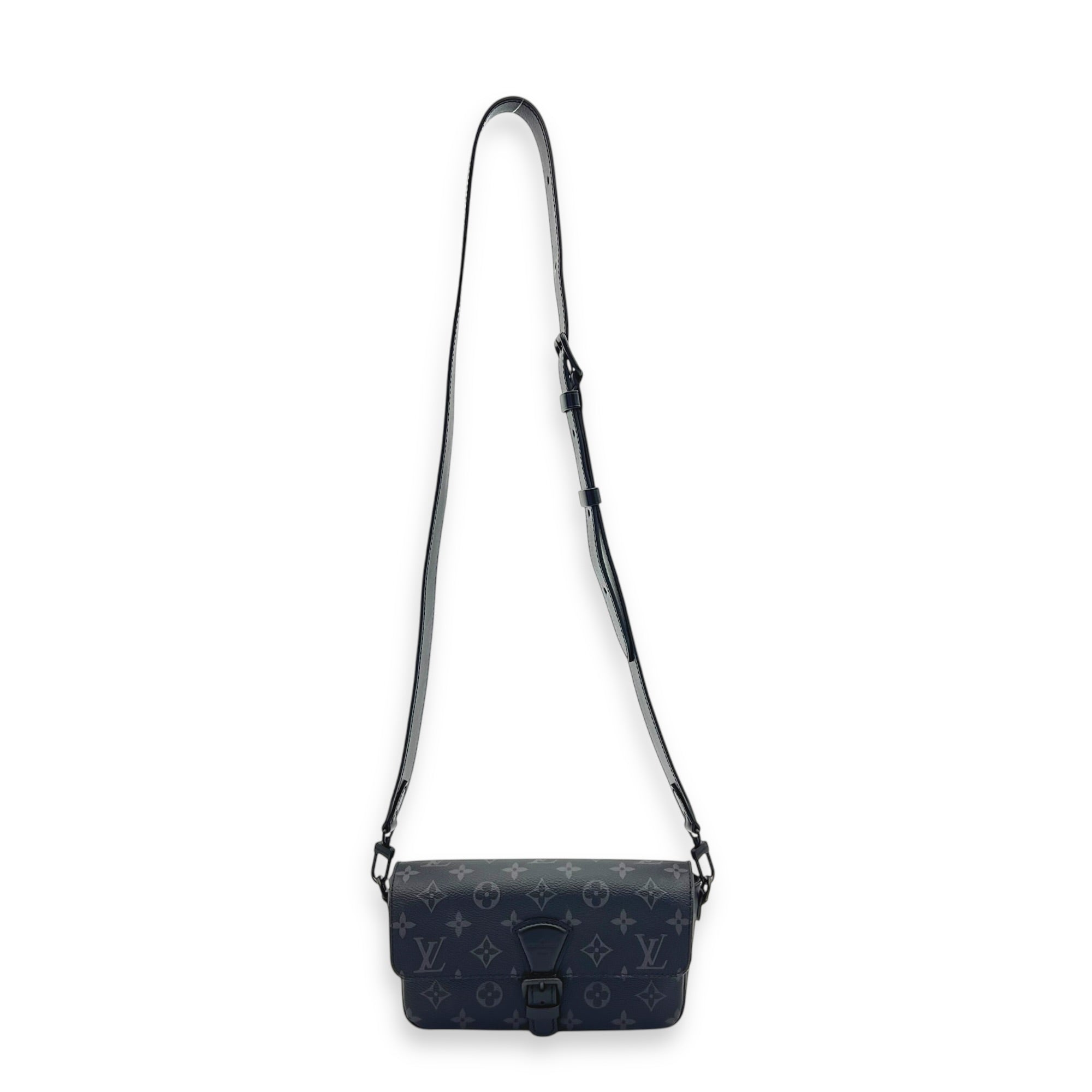 Montsouris Wearable Wallet Shoulder Bag Black in Monogram Coated Canvas, Black hardware