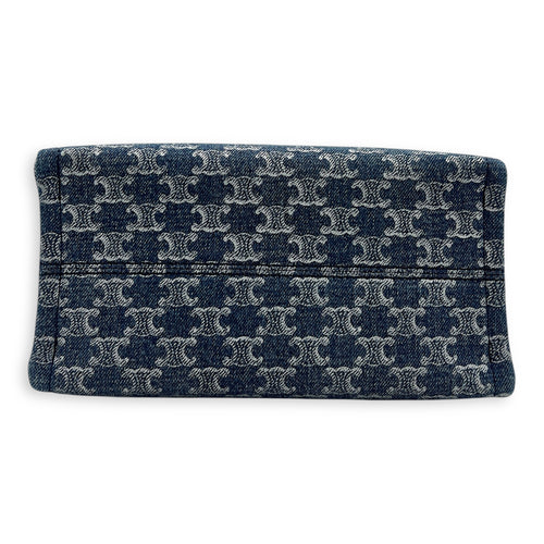 Triomphe Cabas Tote Bag Blue in Denim, Gold hardware