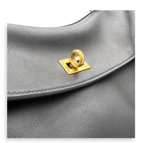 Rodeo Top Handle Bag Medium Black in Calfskin, Gold hardware