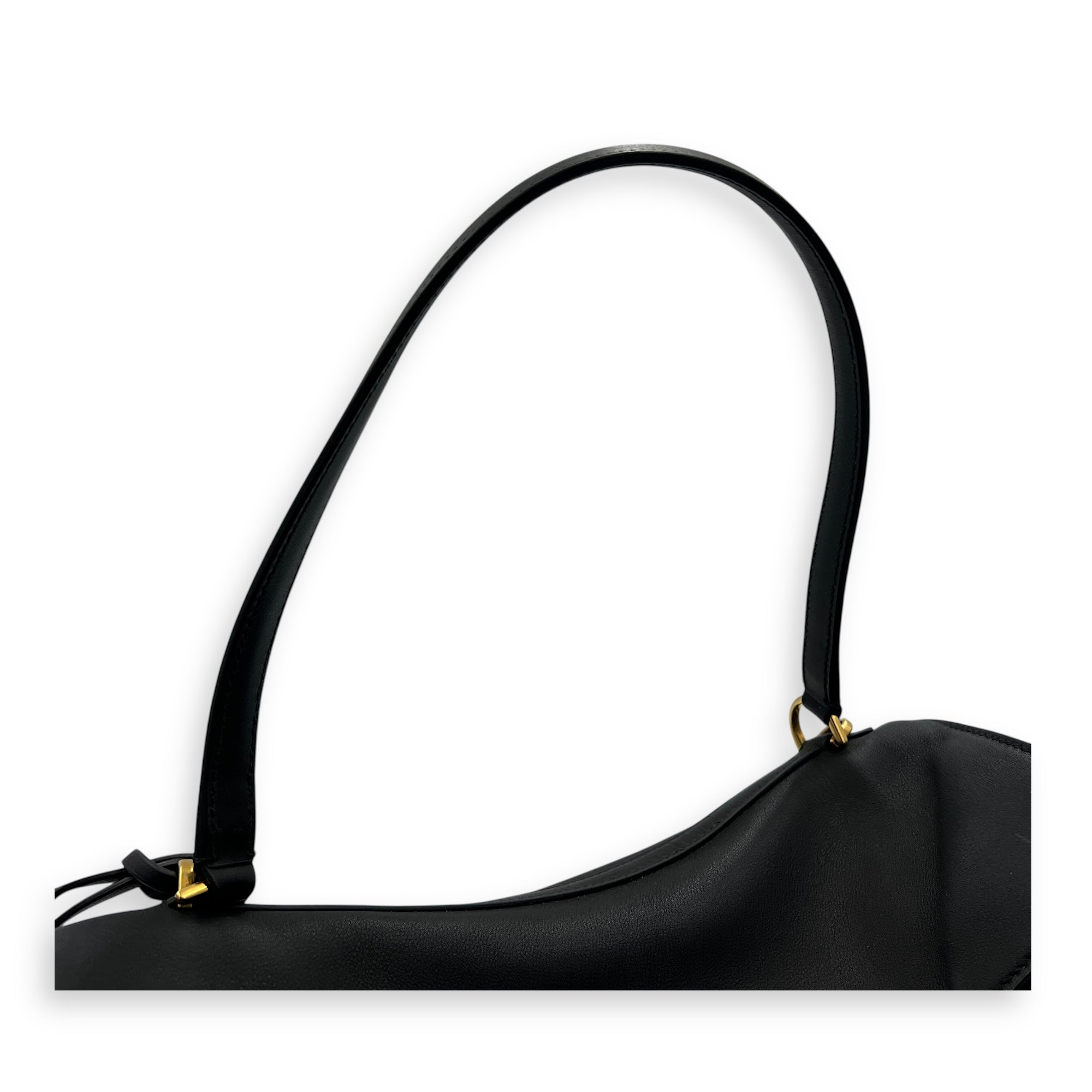 Rodeo Top Handle Bag Medium Black in Calfskin, Gold hardware