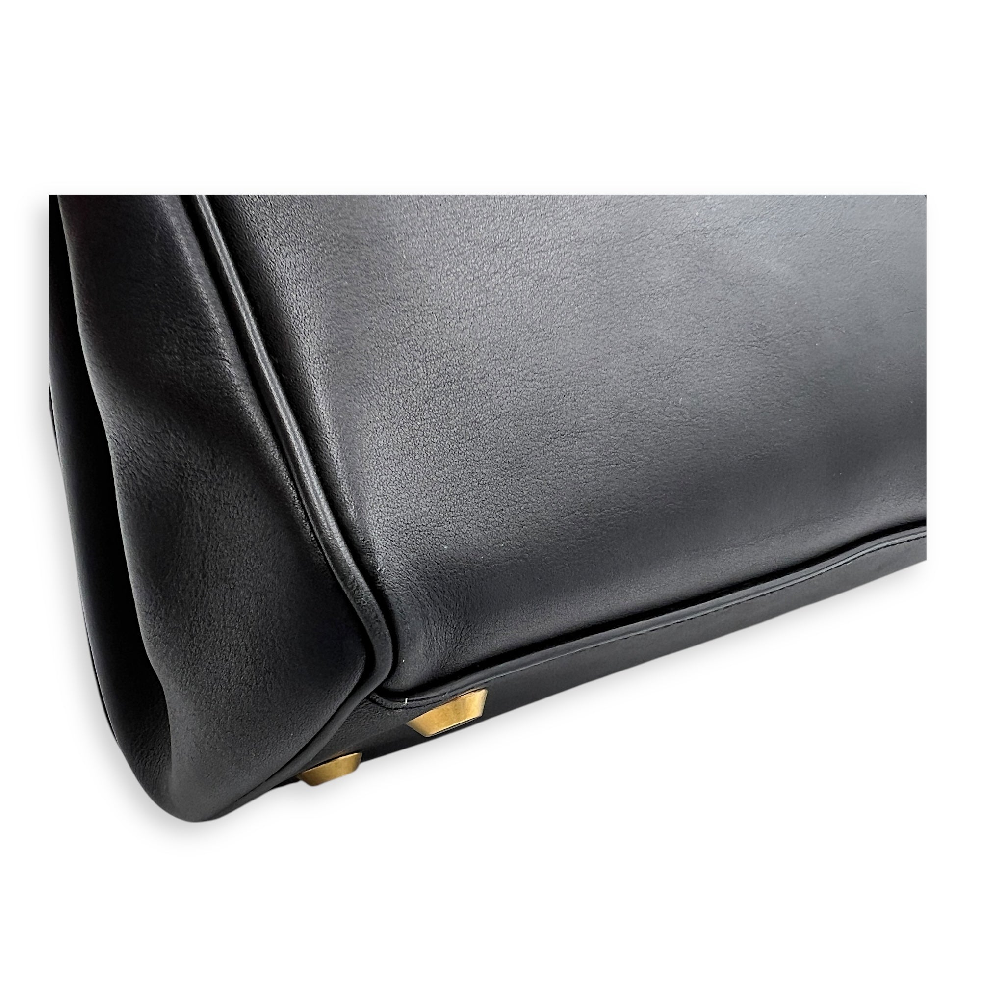 Rodeo Top Handle Bag Medium Black in Calfskin, Gold hardware