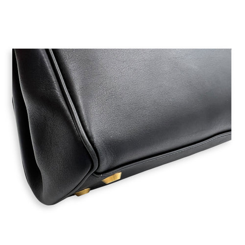 Rodeo Top Handle Bag Medium Black in Calfskin, Gold hardware