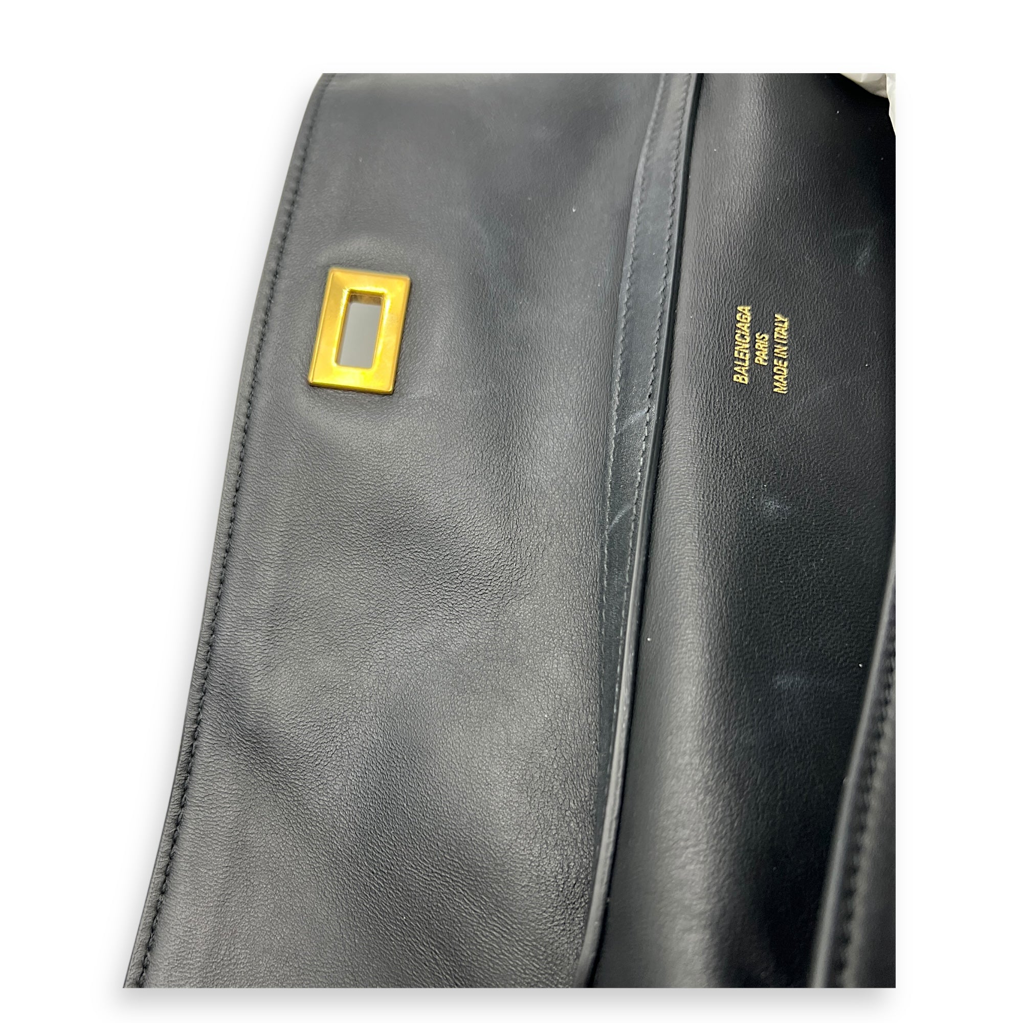 Rodeo Top Handle Bag Medium Black in Calfskin, Gold hardware