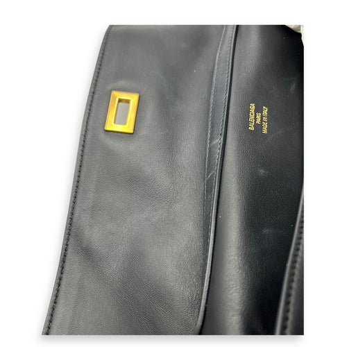 Rodeo Top Handle Bag Medium Black in Calfskin, Gold hardware