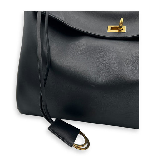 Rodeo Top Handle Bag Medium Black in Calfskin, Gold hardware