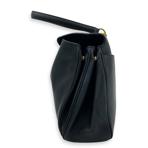 Rodeo Top Handle Bag Medium Black in Calfskin, Gold hardware
