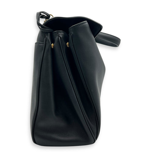 Rodeo Top Handle Bag Medium Black in Calfskin, Gold hardware