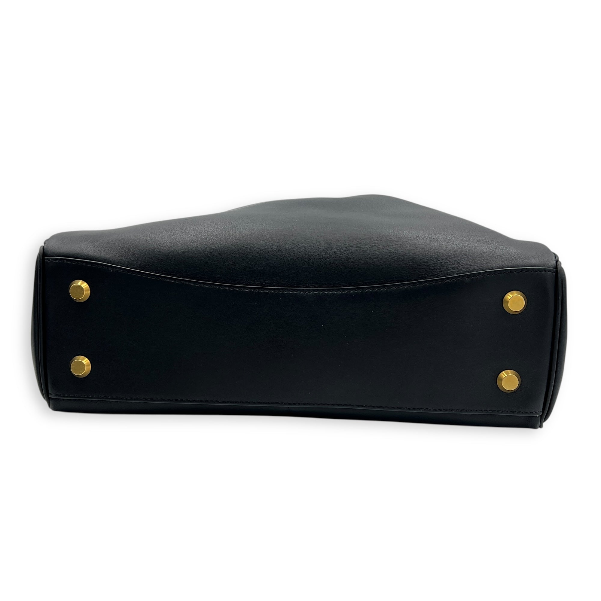 Rodeo Top Handle Bag Medium Black in Calfskin, Gold hardware