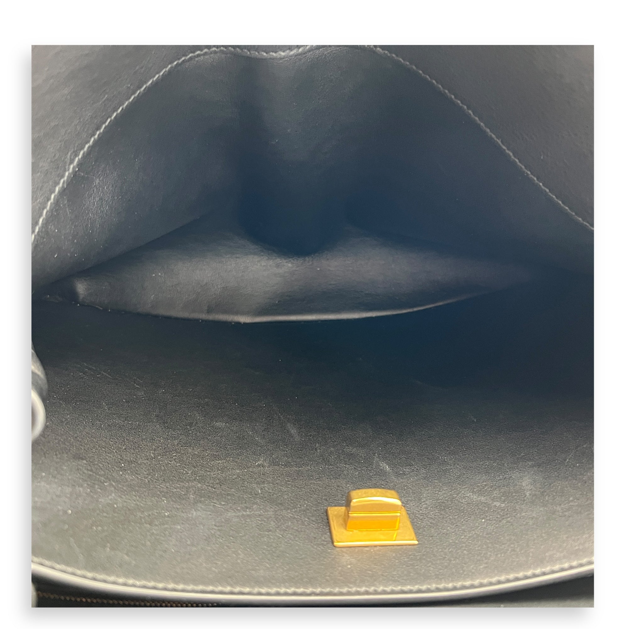 Rodeo Top Handle Bag Medium Black in Calfskin, Gold hardware