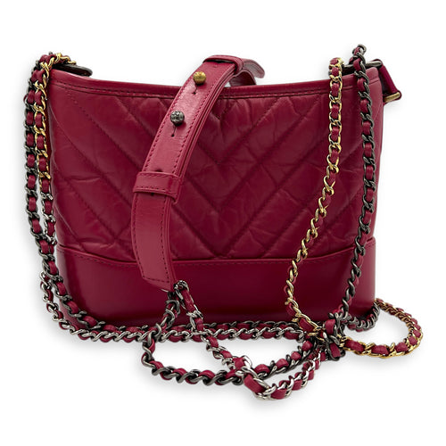 Gabrielle Small Pink Shoulder Bag in Calfskin, Mixed hardware