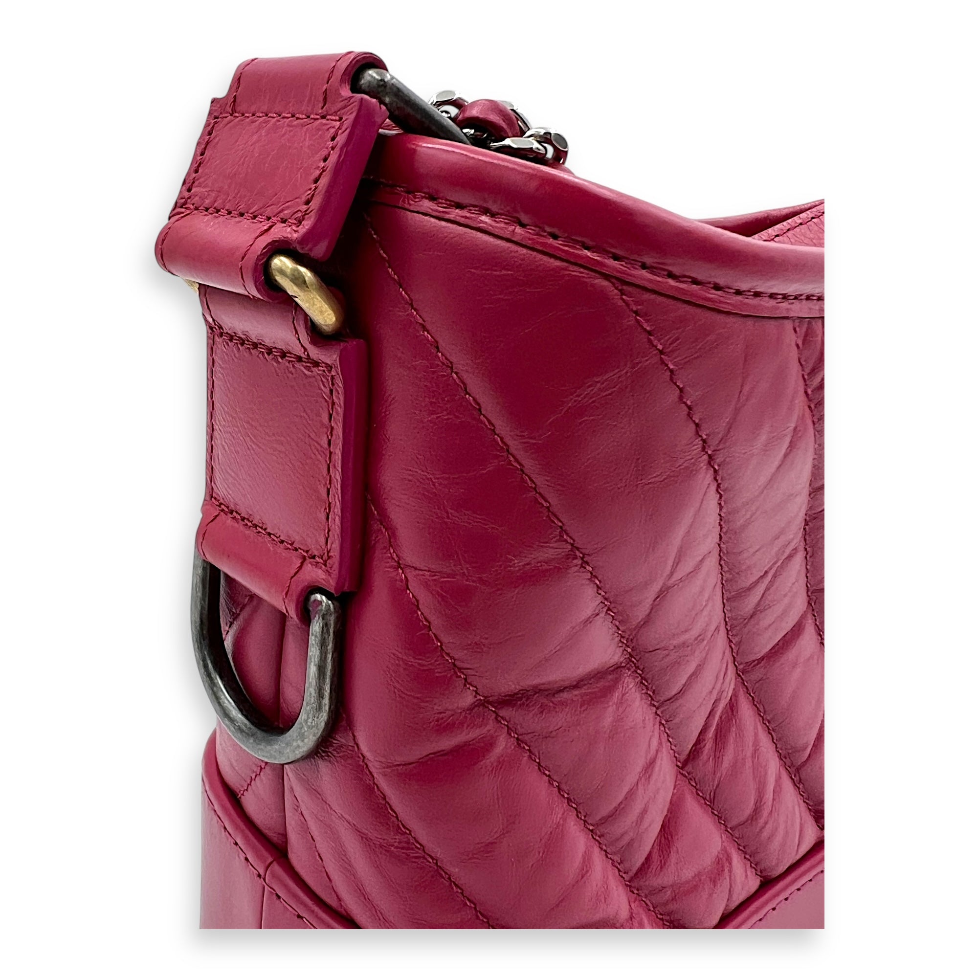 Gabrielle Small Pink Shoulder Bag in Calfskin, Mixed hardware