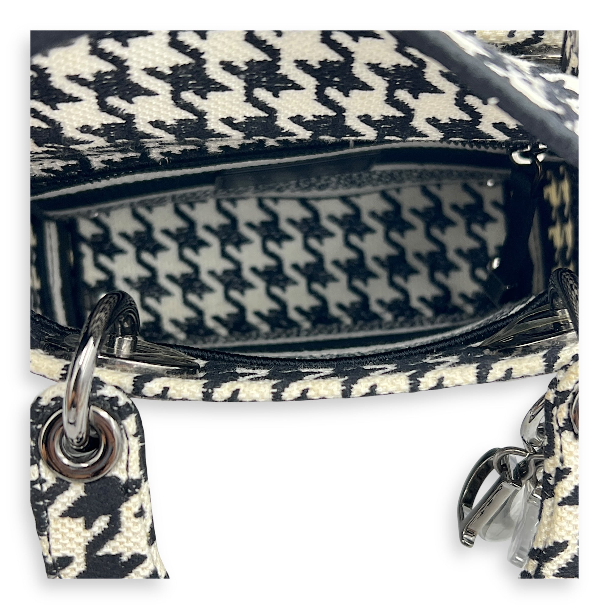 Lady D-Lite Top Handle Bag Multi-colour in Canvas, Silver hardware